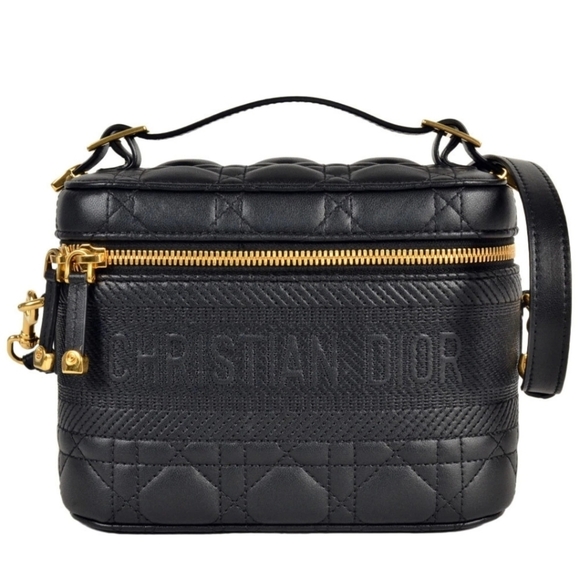 Dior Handbags - Christian Dior Vanity Bag Shoulder Leather Canvas Black Crossbody/Top Handle